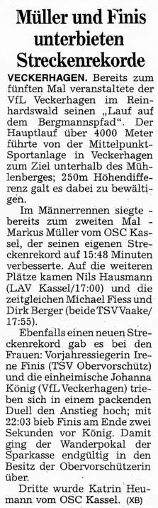 VL: Müller und Finis unterbieten Streckenrekorde