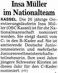OL: Insa Müller im Nationalteam