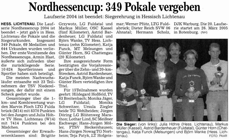 VL: Nordhessencup: 349 Pokale vergeben