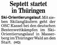 Ski-OL: Septett startet in Thüringen