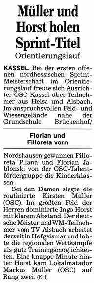 OL: Müller und Horst holen Sprint-Titel