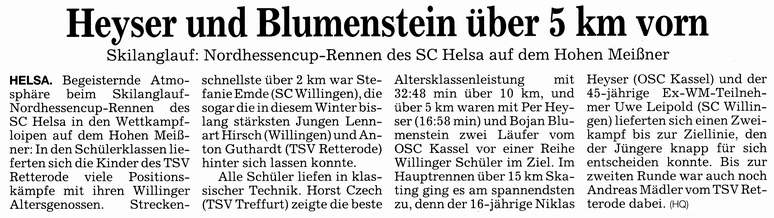 Ski-LL: Heyser und Blumenstein über 5 km vorn