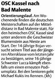 OL: OSC Kassel nach Malente
