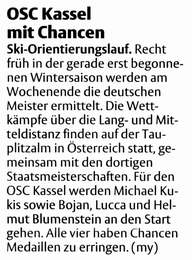 Ski-OL: OSC Kassel mit Chancen