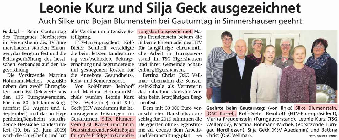 OL: Leonie Kurz und Silja Geck ausgezeichnet